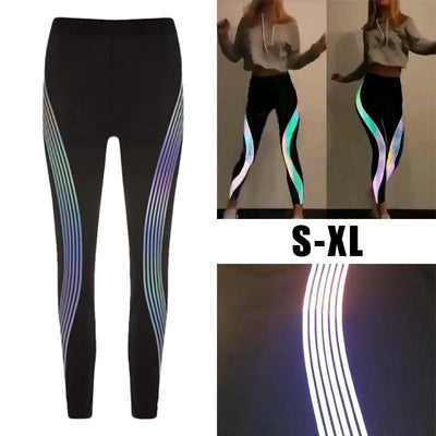 fashion Rainbow Reflective Leggings push up Fitness leggings Pants Sportswear Glow In The Dark legging fitness feminina academia