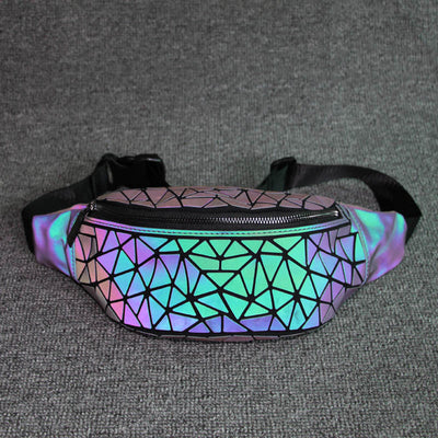 2019 Fashion Luminous Waist Bags Women Waist Fanny Packs Belt Bag Luxury Brand Leather Chest Handbag Geometry Waist Packs Purse