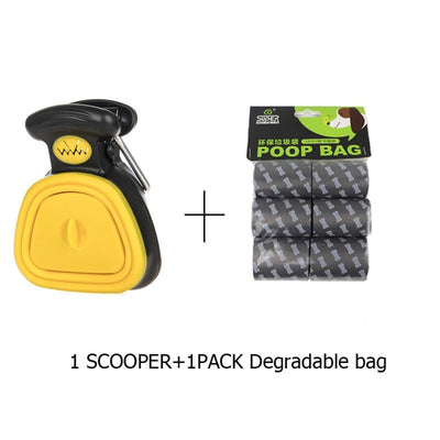 Dog Pet Travel Foldable Pooper Scooper With 1 Roll Decomposable bags Poop Scoop Clean Pick Up Excreta Cleaner Free Shipping