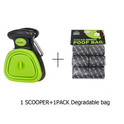 Dog Pet Travel Foldable Pooper Scooper With 1 Roll Decomposable bags Poop Scoop Clean Pick Up Excreta Cleaner Free Shipping