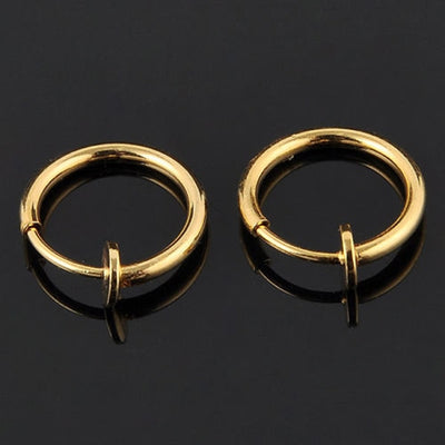 New LNRRABC 2pcs Invisible No Ear Hole Earrings Clip Nose Ring Belly Button Ring For Punk Wind Jewelry Accessories